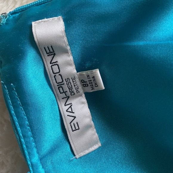 Evan picone turquoise sheer chiffon babydoll swing mini dress S - Picture 15 of 16